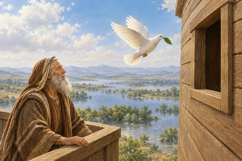 Noah releasing a dove from the ark